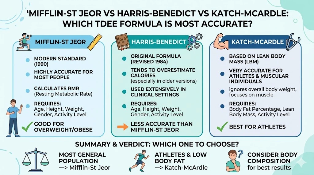 Mifflin-St Jeor vs Harris-Benedict vs Katch-McArdle