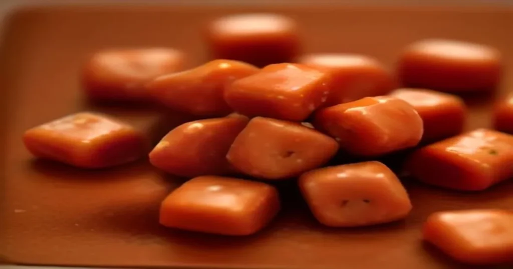 Mini Butterfinger candy pieces on a table