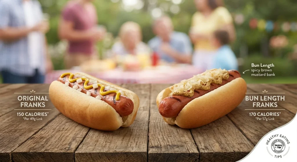 Hebrew National beef hot dog with grill marks